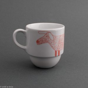 Kubek porcelanowy "czerwony jamnik"