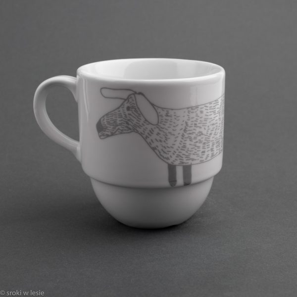 kubek porcelanowy "srebrny jamnik"