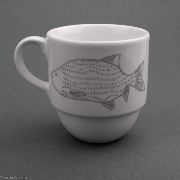Kubek porcelanowy "srebrny karp i srebrny sum"
