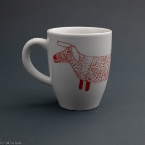 kubek porcelanowy "czerwony jamnik"