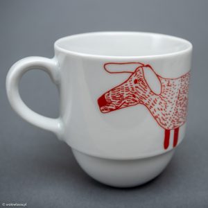Porcelanowy kubek z czerwonym jamnikiem