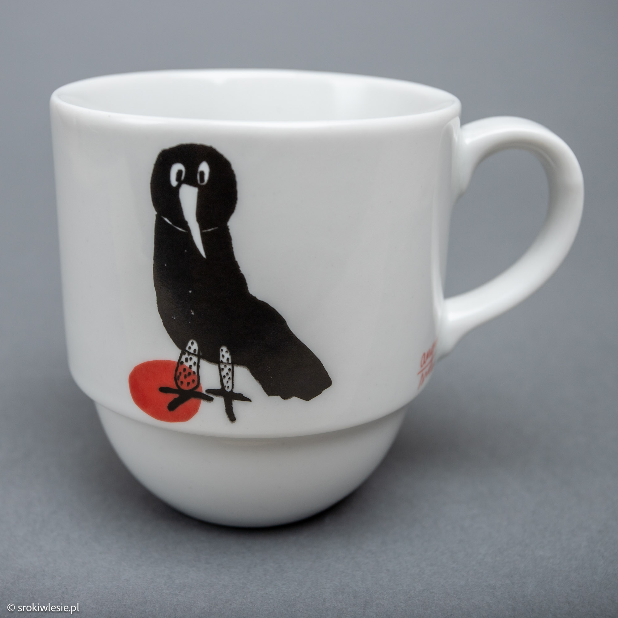 Kubek porcelanowy z krukiem