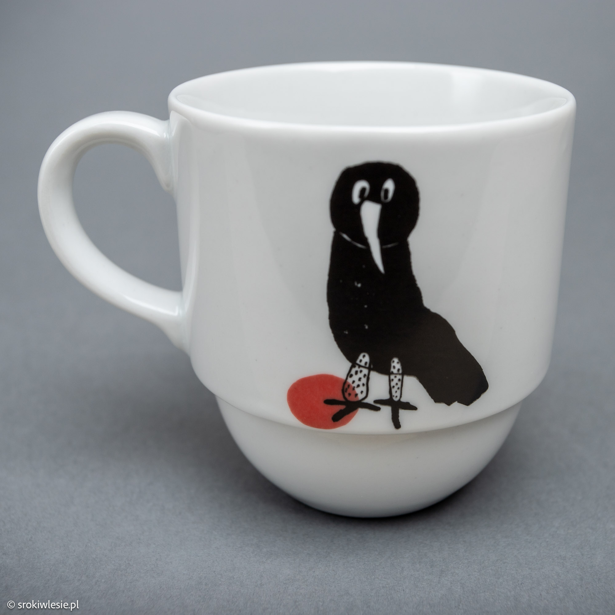 Kubek porcelanowy z krukiem - obrazek 2