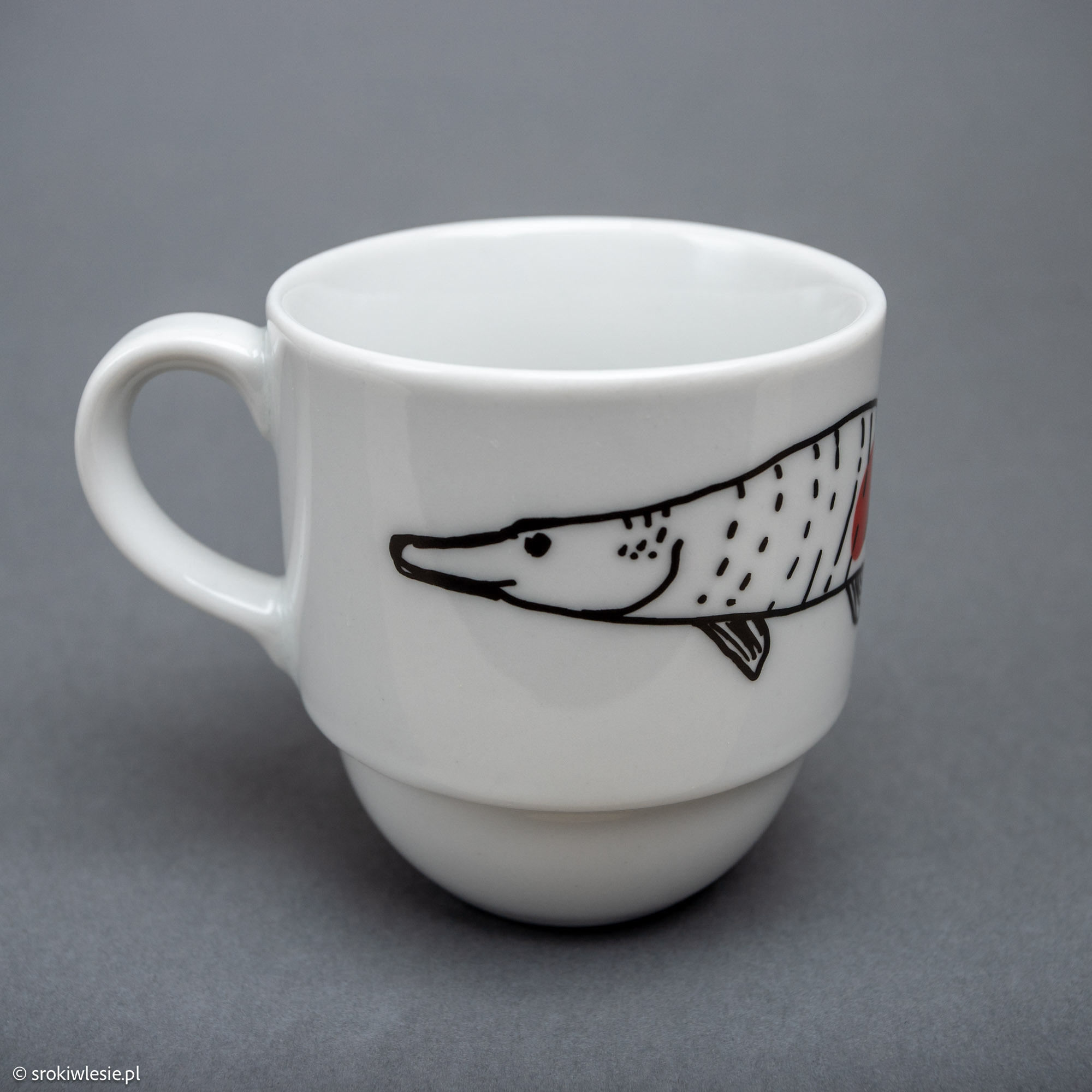 Kubek porcelanowy ze szczupakiem