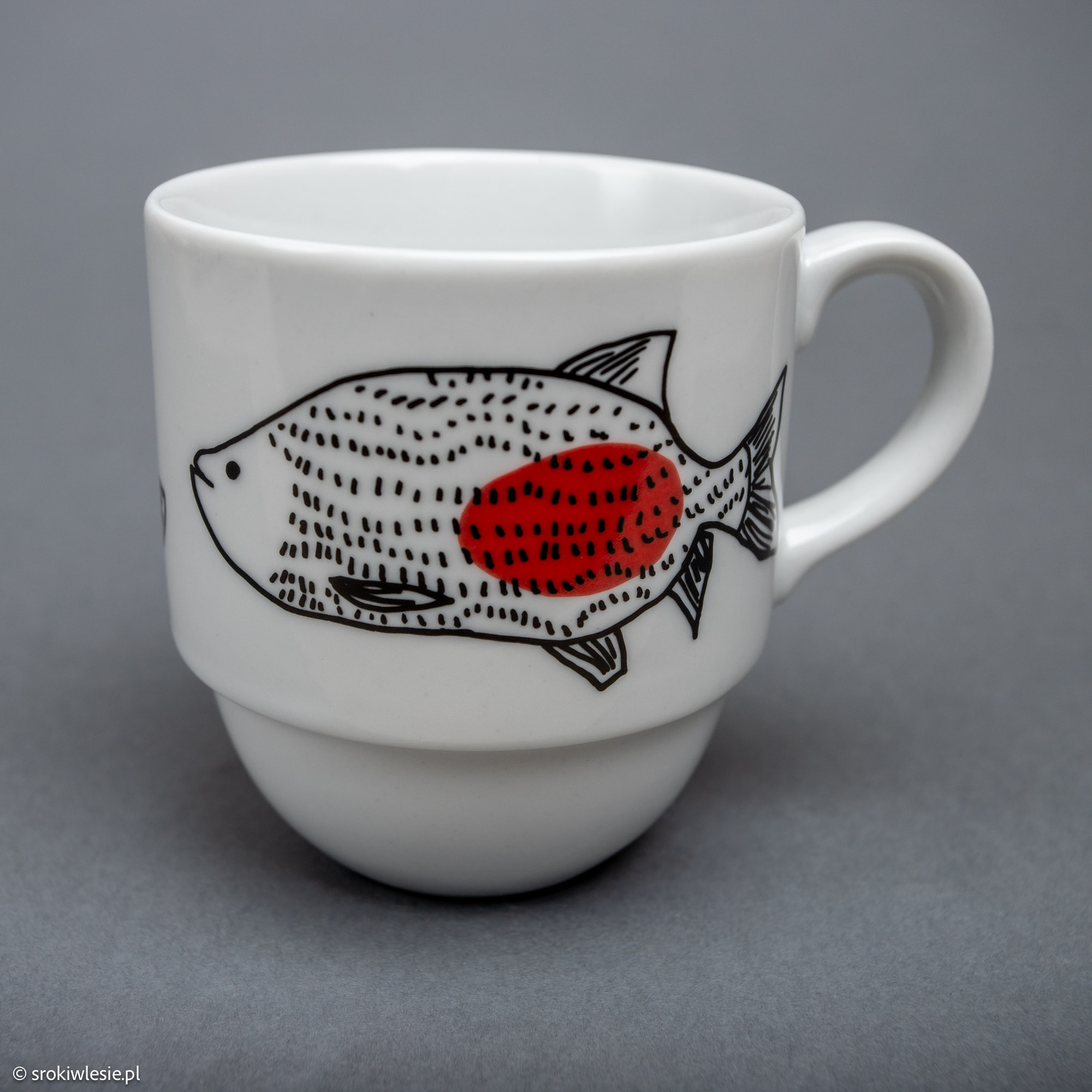 Kubek porcelanowy z karpiem i sumem