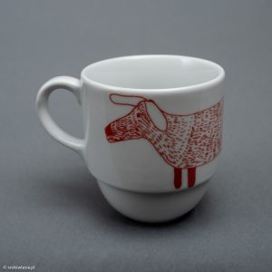 Porcelanowy kubek z czerwonym jamnikiem