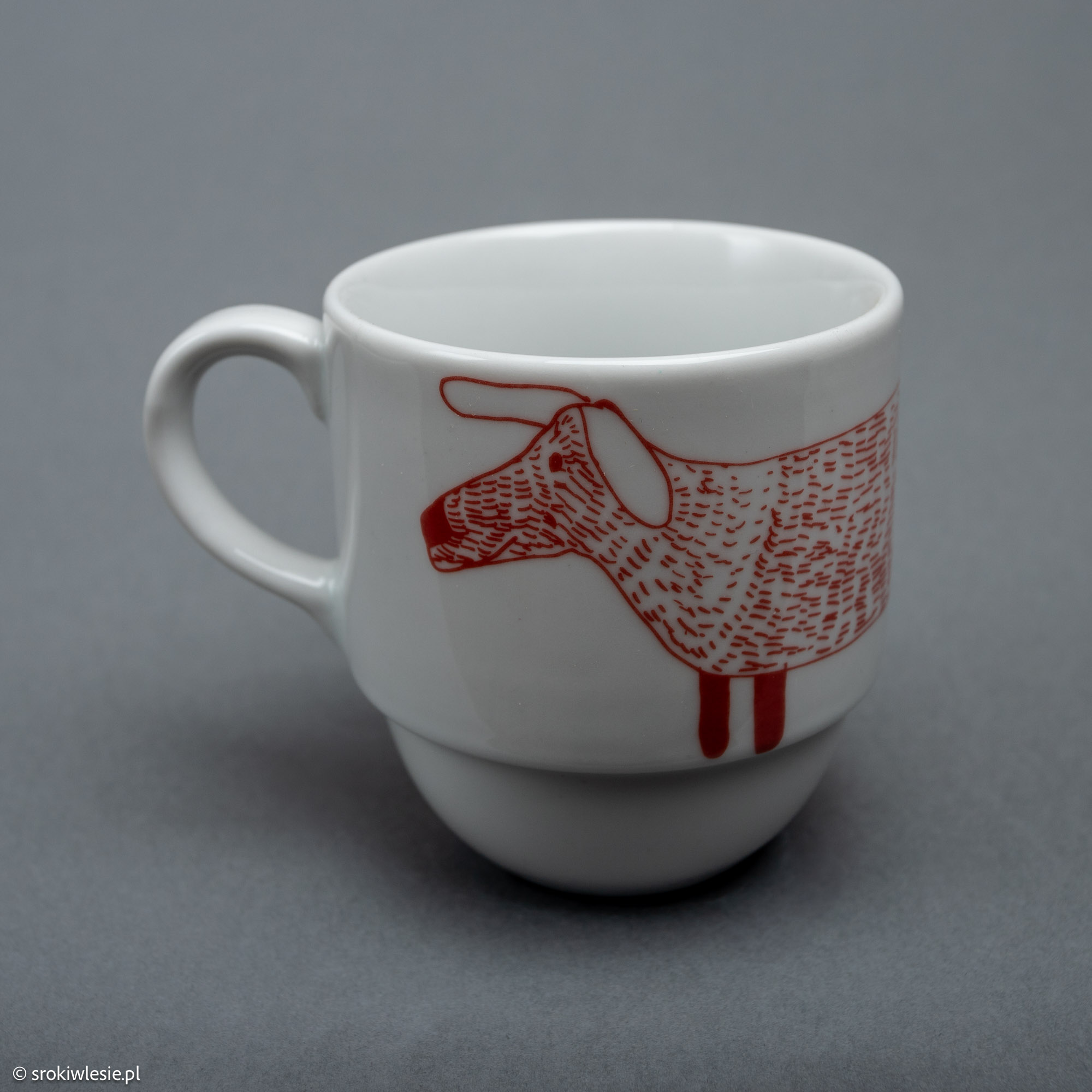 Porcelanowy kubek z czerwonym jamnikiem